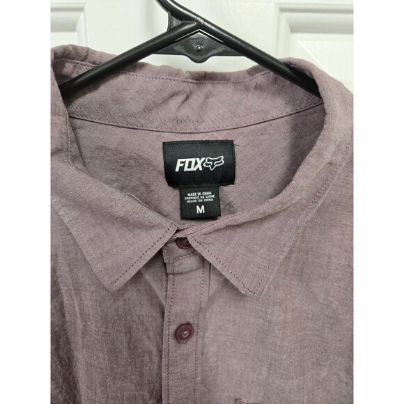 Fox Racing Shirt Mens M Purple Cotton Collared Button Up Long Sleeve - Picture 3 of 4
